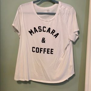 Old Navy Relaxed White T-shirt “Mascara & Coffee”